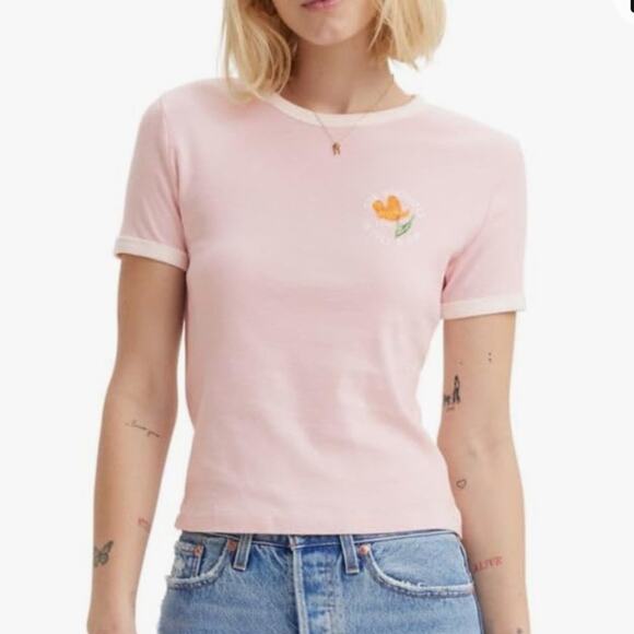 NWOT Levi’s Women's Ringer Rickie Cotton Graphic T-Shirt small - Picture 1 of 10